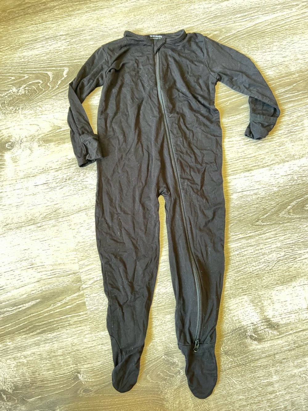 Cozy Black Zip-Front Kids Footed Pajamas